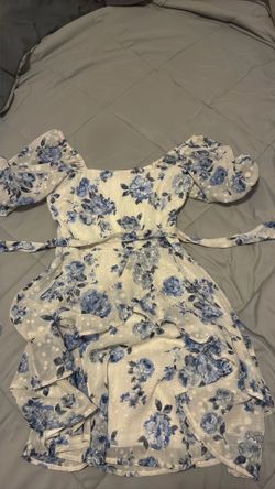 Blue and white floral dress
