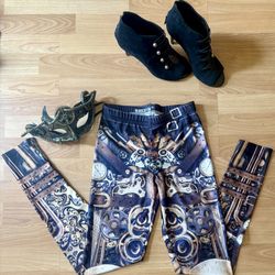 Women’s Steampunk Cosplay Costume Leggings And Mask