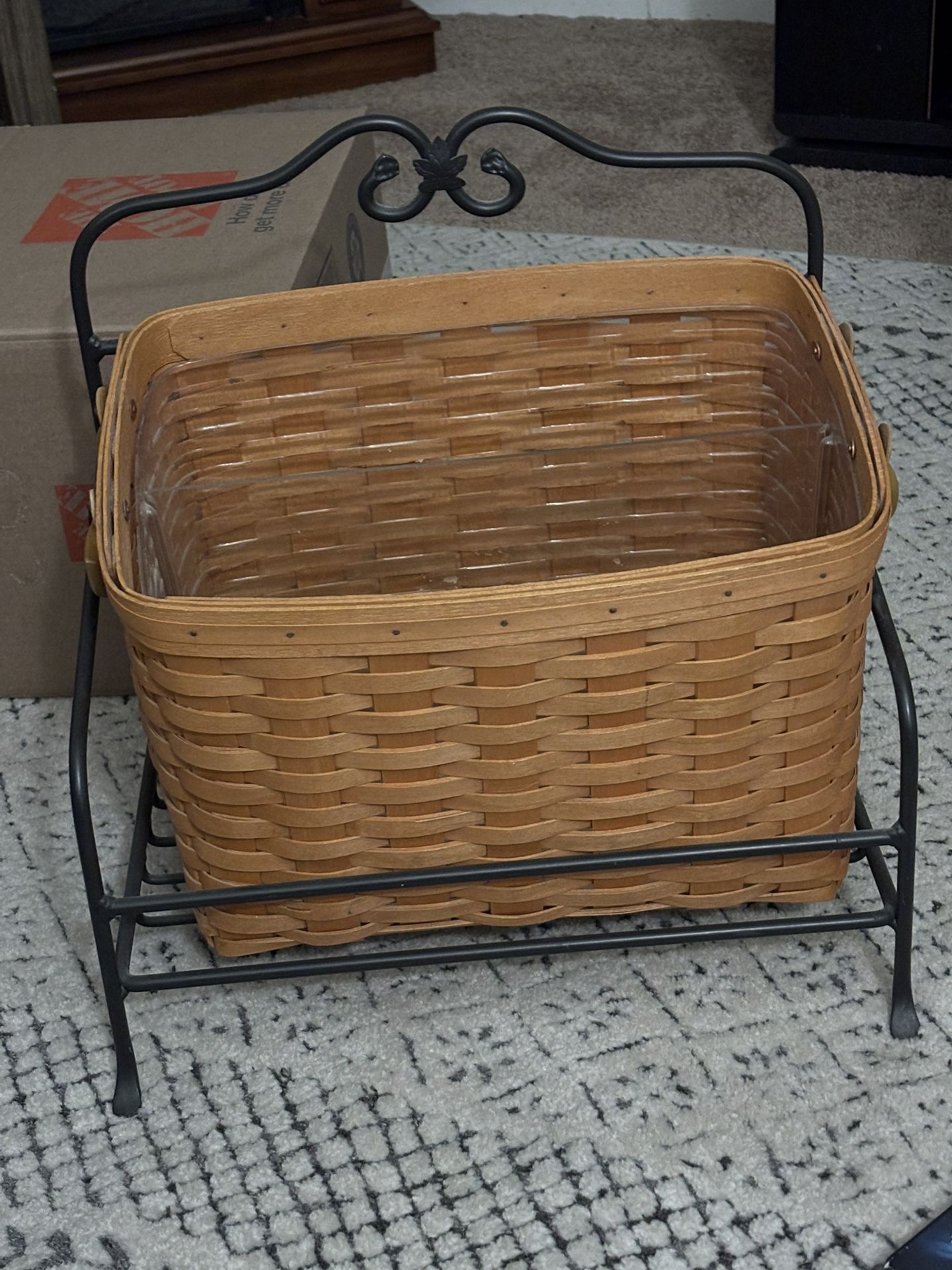 Longaberger Newspaper Basket with Divided Liner