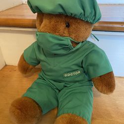 Dr. get well teddy bear with scrubs hat and mask like New can deliver