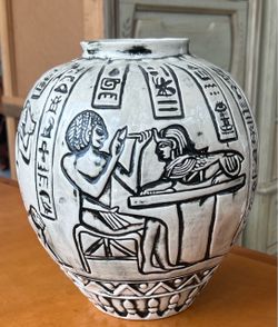 Old Egyptian vase black and white! 22” Tall . Excellent condition!