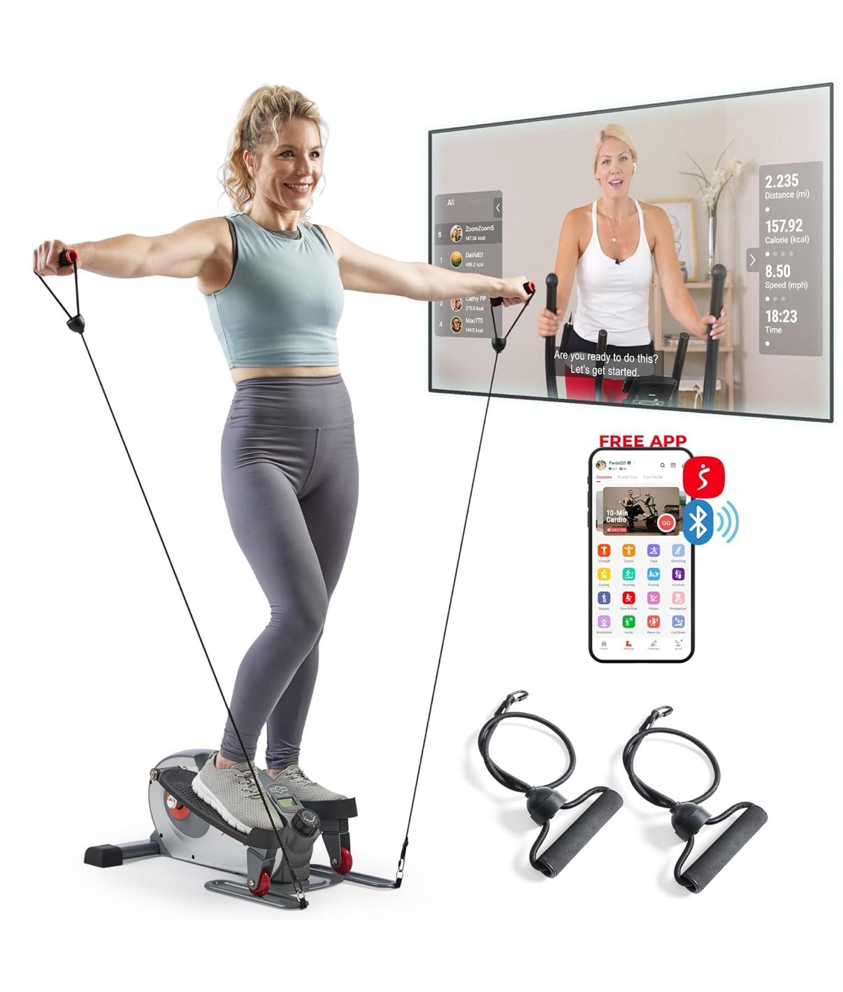 2-in-1 Sit/Stand Mini Elliptical Machine, Portable Under Desk Peddler Exerciser