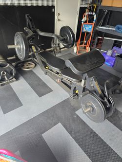 Powertec Multipress bench w/ preacher curl and straight bar