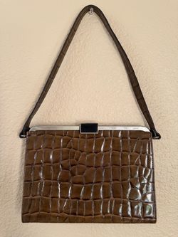 Esprit Brown Croc-Embossed Shoulder Bag