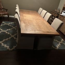 Dinning Room Set With 8 Chairs And Serving Cart 