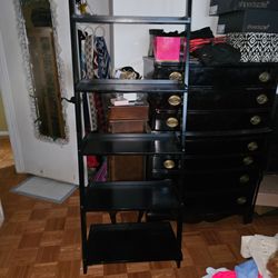 2 Dark Brown Ladder Shelves