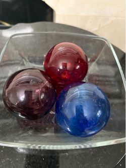 3  PCS  Mix Color Blown Glass Float Fishing Ball 2”