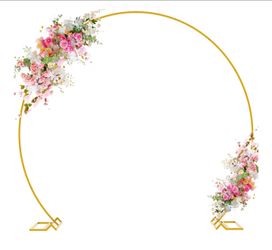 Round Backdrop Stand 8FT Gold Wedding Balloon Arch Stand for Party