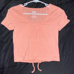Salmon Pink Juniors Crop Top