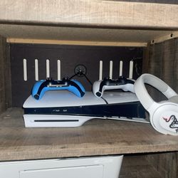 PS5 With Two Controllers And A Headset