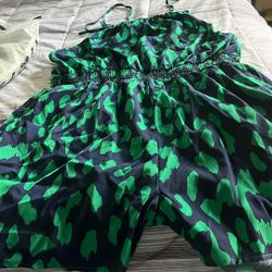 3X green and blue romper