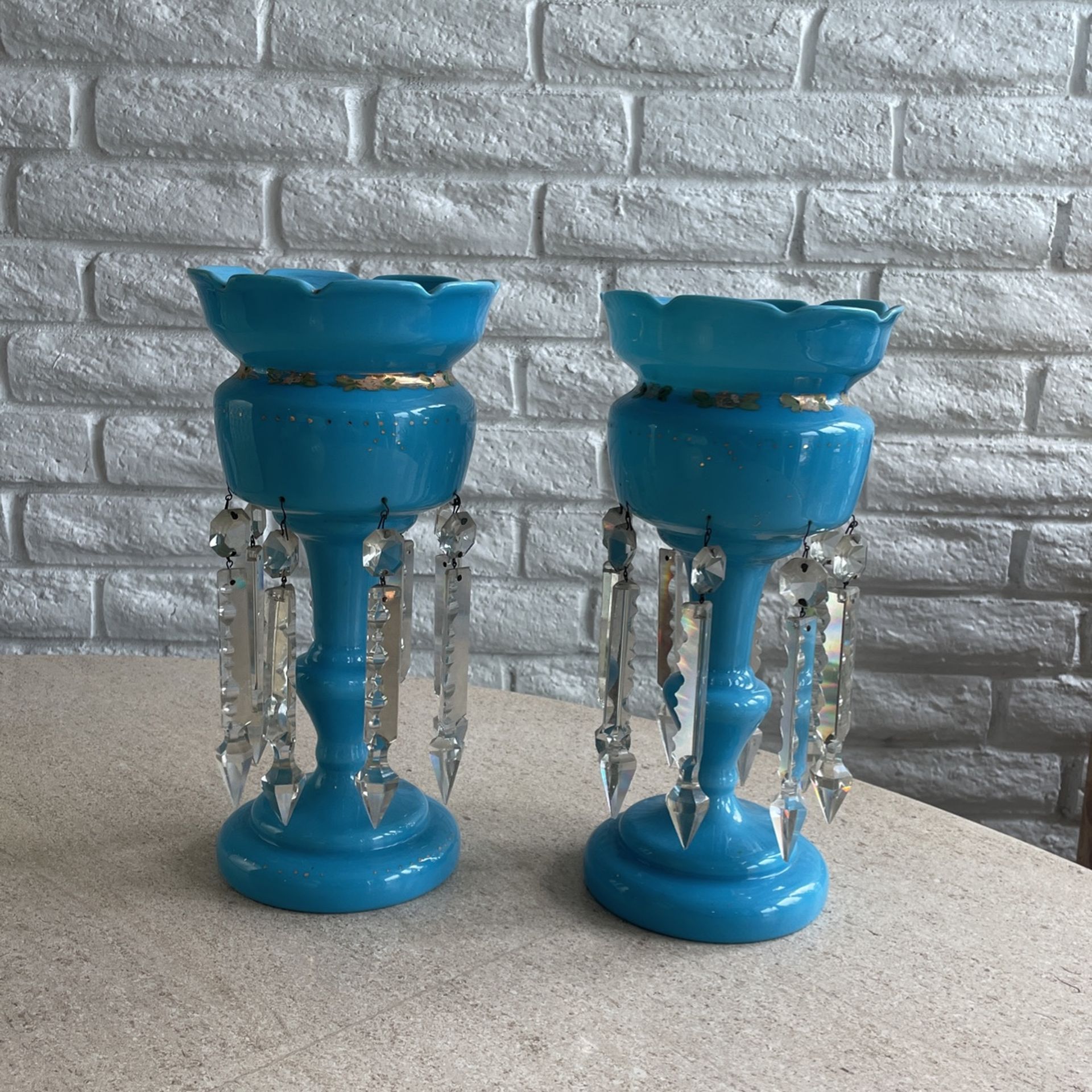 Vintage Luster Lamp Candelabras 