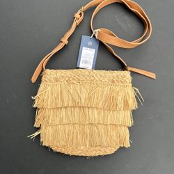 Universal Thread Straw Fringe Crossbody Bag