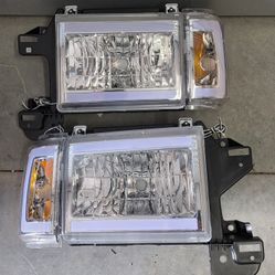 87-91 Ford F150 F250 F350 87-91 Bronco LED DRL Headlights Luces Micas Calaveras Faros Faroles Focos Headlamps 