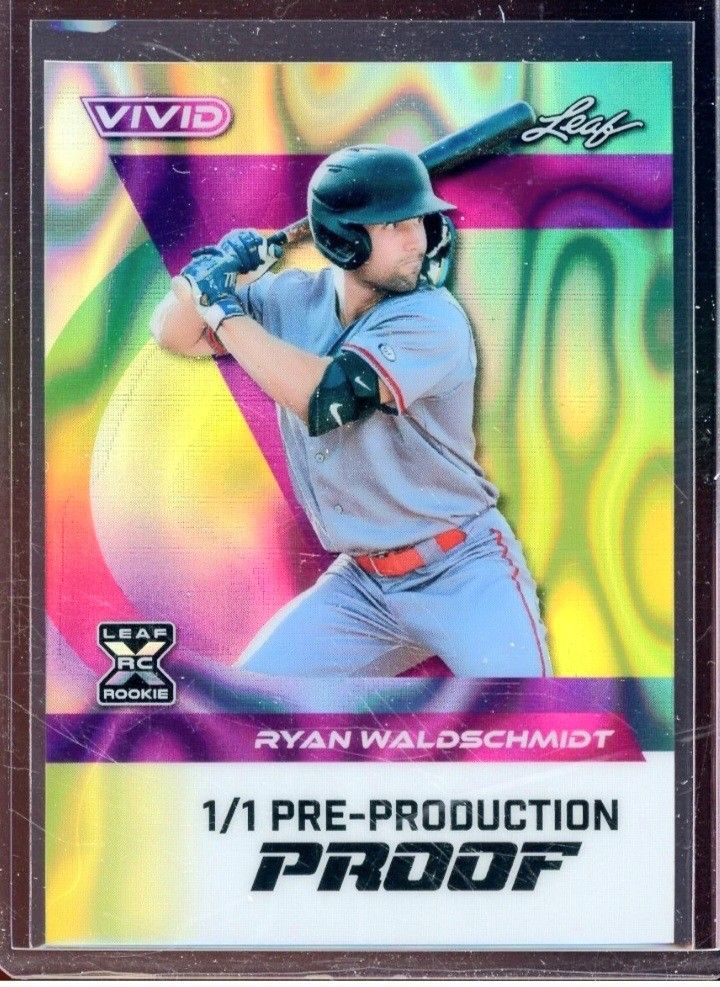 Really Nice Pair And Rare Leaf Metal Ryaj Waldschmidt Lava Yellow  And Technicolor Crystal Red 1/1 Rookie Cards ...Mint.!!!