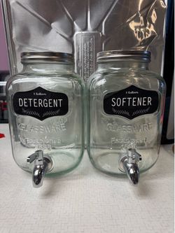 Glass laundry soap dispensers