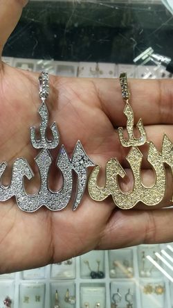 14K GOLD yellow or white allah charm 3ct diamonds each $2500 each one