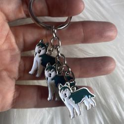 Brand New Siberian Husky Dog Charms Keychain 