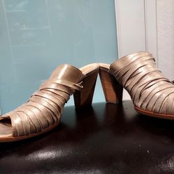 Paul Green Metallic Leather Shimmer Slides