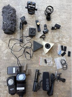 Sony ECM-Z157 Mic RODE AT8415 Canon VL-10Li Sima Lights Audio Video Lot Bundle
