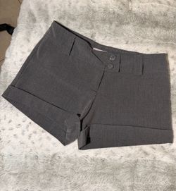 Gray Dress Shorts with Cuffed Hem