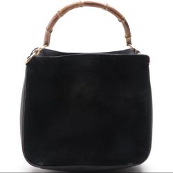 Gucci Bamboo Handle Handbag in Suede and Leather 