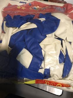100 pieces white & royal blue balloons