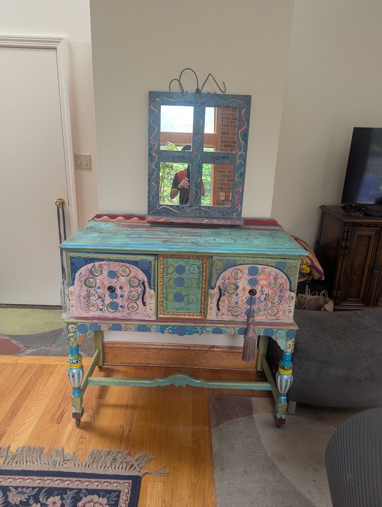 Pine Hand Painted Armoire
