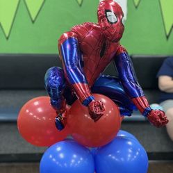 Spiderman Balloons And Table Decorations