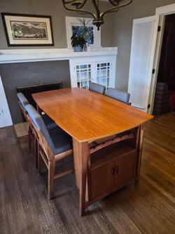 High top table with built in wine rack/cabinet and chairs