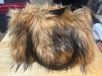Black & brown faux fur purse