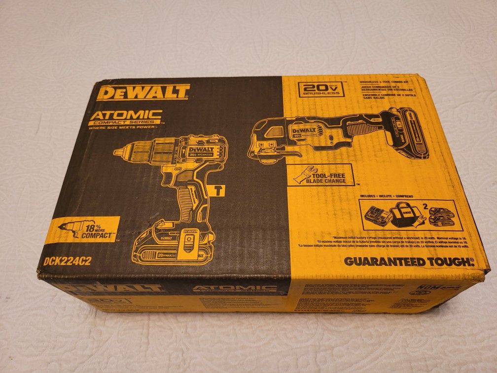 Dewalt Atomic Compact Series Brushless Hammer Drill/ Multi Tool Kit With Batteries Charger And Bag