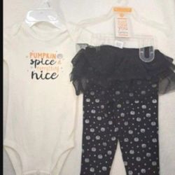 Halloween "Pumpkin & 1Spice & Everything Nice " 6 Months Bodysuit & Tutu Leggings
