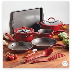 Rachel Ray Cook + Create 11pc Nonstick Aluminum Cookware Set Red