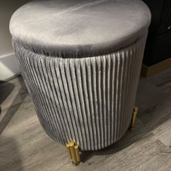 Round Ottoman Foot Stool with Storage and Metal Legs