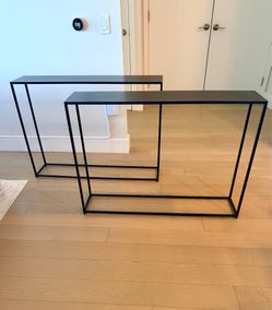 Pair of Modern Slim Metal Console / Sofa Tables