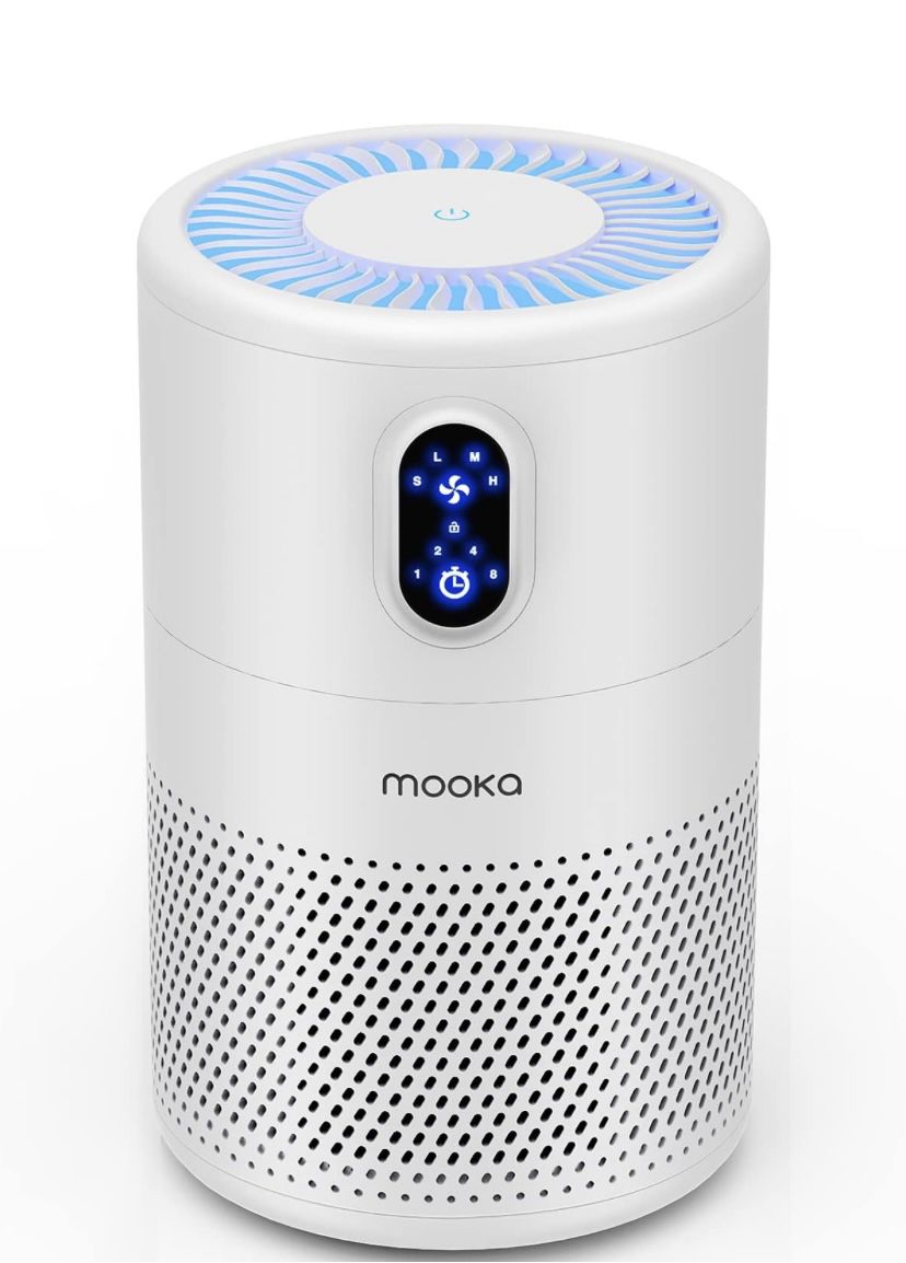 Mooka Air Purifier  for Home Large Room up to 1076ft², H13 True HEPA Air Filter Cleaner, Odor Eliminator, Remove Smoke Dust Pollen 