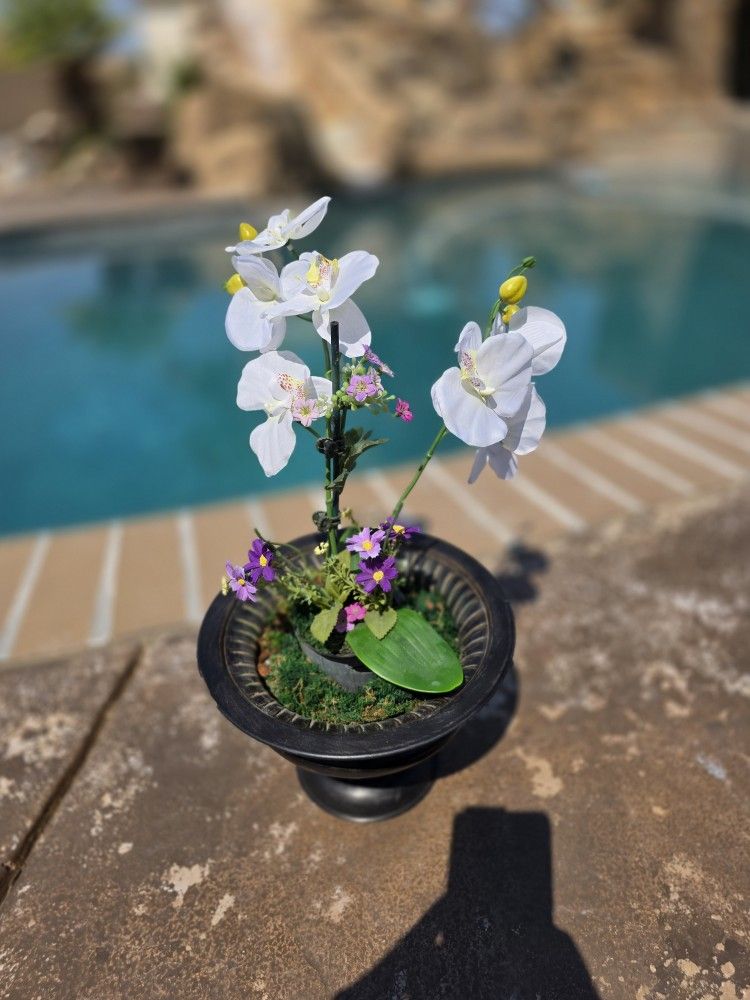 Flower In Metal Pot. $6.