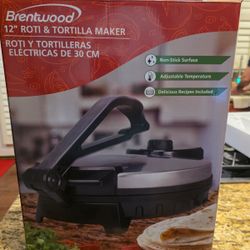 Brentwood 12" ROTI & TORTILLA MAKER ROTI Y TORTILLERAS ELÉCTRICAS DE 30 CM Non-Stick Surface Adjustable Temperature Delicious Recipes Included