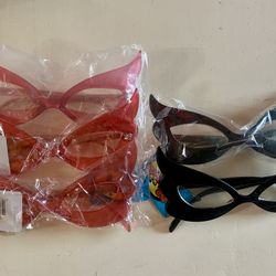 Lot (4) Gothic SWOOP GLASSES Witch Vampire Cat Eye Cosplay costume pink/black