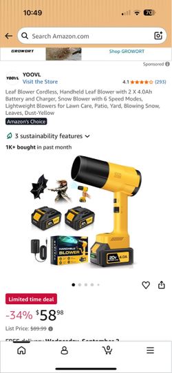 YOovl Handheld Blower with 20V 4.0AH Battery Pack