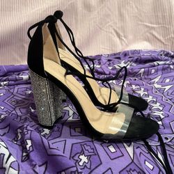 women’s lace up rhinestone heels 