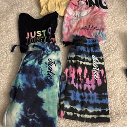Girls T-shirts And Sweatpants Bundle Size M-L