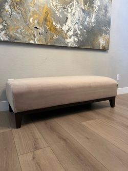 60x24” Zagaroli Classics NEW Velvet Taupe Modern Ottoman Bench w/ Wood Frame