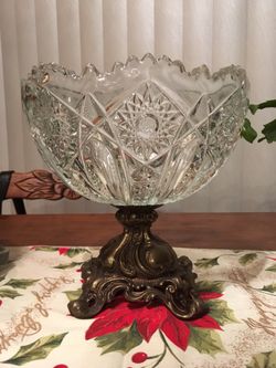 L & L lead crystal serving compote fruit bowl