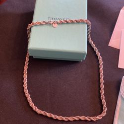 Authentic Tiffany & Co. Sterling Silver/18K Yellow Gold Twisted Rope Necklace 18 Inches