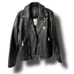 Faux Leather Moto Jacket Size Medium 