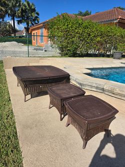 Free aluminum and made to look like wicker tables