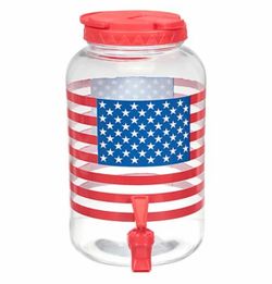Glass Sun Tea Beverage Dispenser with American Flag Design
