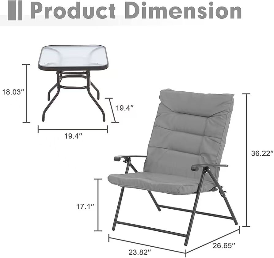 3-Piece Folding Chair Set